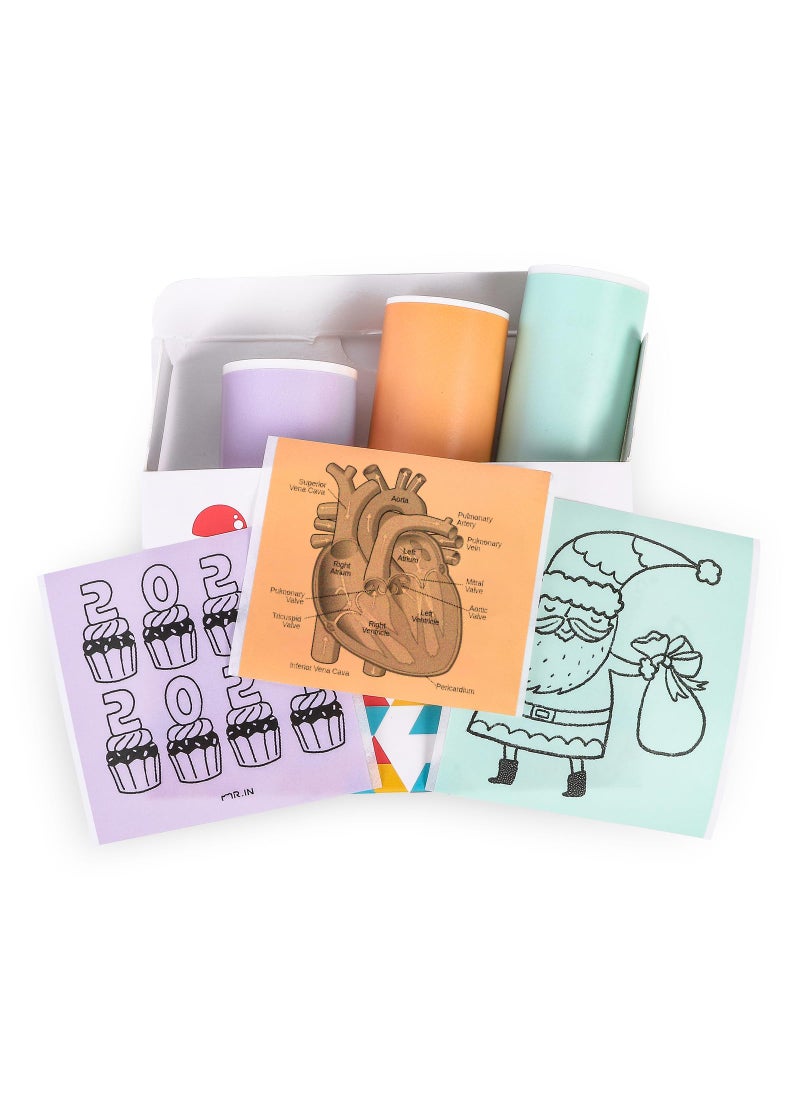 Memoking Memoking T02/M02X/M02L Purple/Green/Orange Thermal Paper-20-Year Sticky 50mmx3.5m for Journal Photo Texts Study Notes and More, 3 Rolls  - Image 1