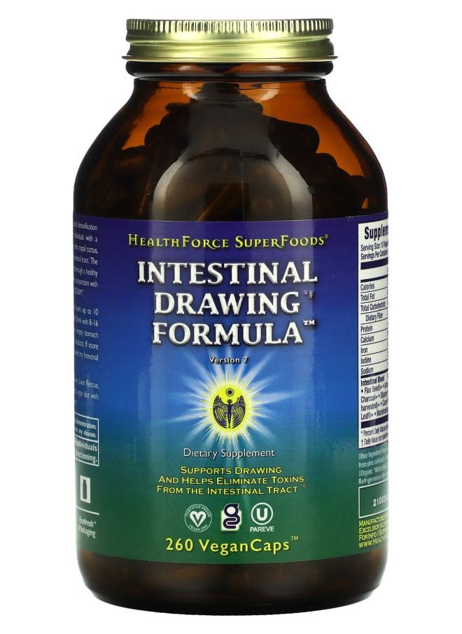 HEALTHFORCE SUPERFOODS Intestinal Drawing Formula Version 7  260 Vegan Caps 