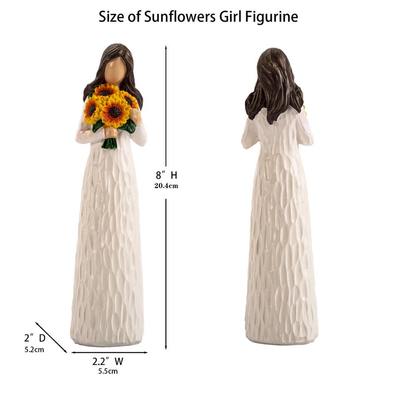 Elegondrar Sunflower Gifts for Women  Gifts for Mom  Sisters  Friends Who Love Sunflower  Hand Painted Woman Holding Flower Figurine - Image 4