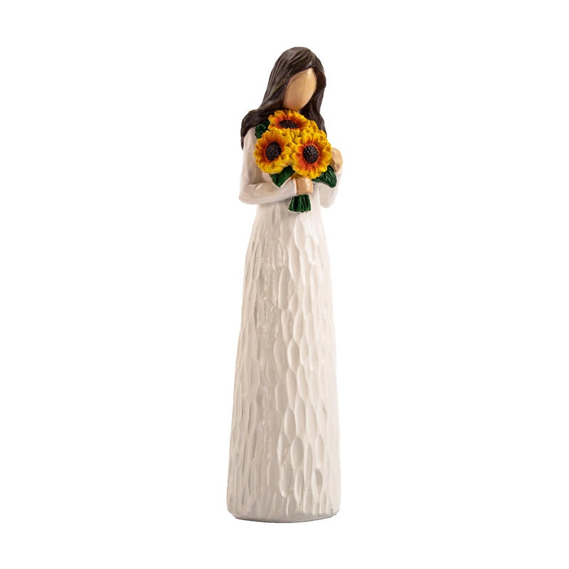 Elegondrar Sunflower Gifts for Women  Gifts for Mom  Sisters  Friends Who Love Sunflower  Hand Painted Woman Holding Flower Figurine - Image 1