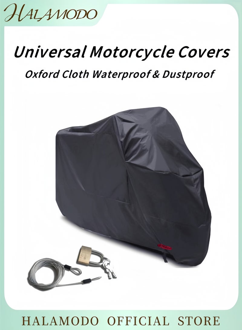 HALAMODO Universal Motorcycle Cover Moto Raincoat Waterproof Protection Cover with Lock Hole Dust Rain Sun UV Dust Wind Proof Covers Oxford Cloth Covers - Image 1