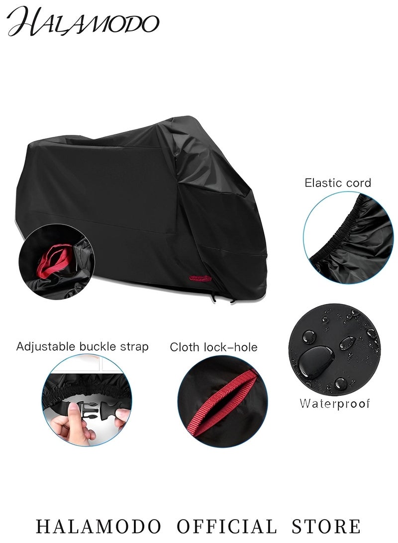 HALAMODO Universal Motorcycle Cover Moto Raincoat Waterproof Protection Cover with Lock Hole Dust Rain Sun UV Dust Wind Proof Covers Oxford Cloth Covers - Image 2