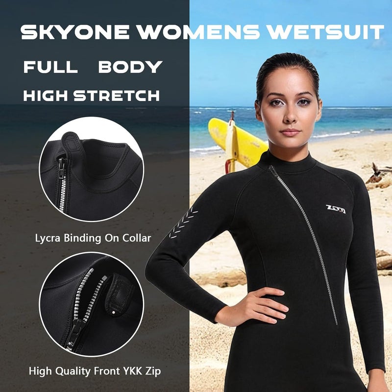 Skyone 1.5MM 3MM Neoprene Full Wet Suits for Men Women, 2MM Shorty Wetsuit - Image 4