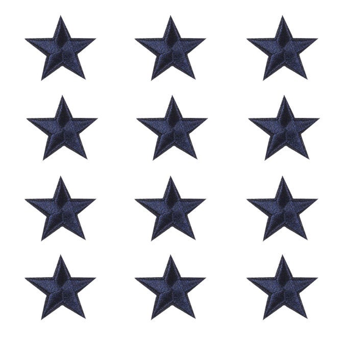 60 PCS SMALL 5POINTED STAR PATCHES IRONON STAR EMBROIDERED PATCH SEW ON PATCH DIY CLOTHING CRAFT DECORATION ACCESSORIES REPAIR DECORATIONS FOR JACKETS JEANS NAVY