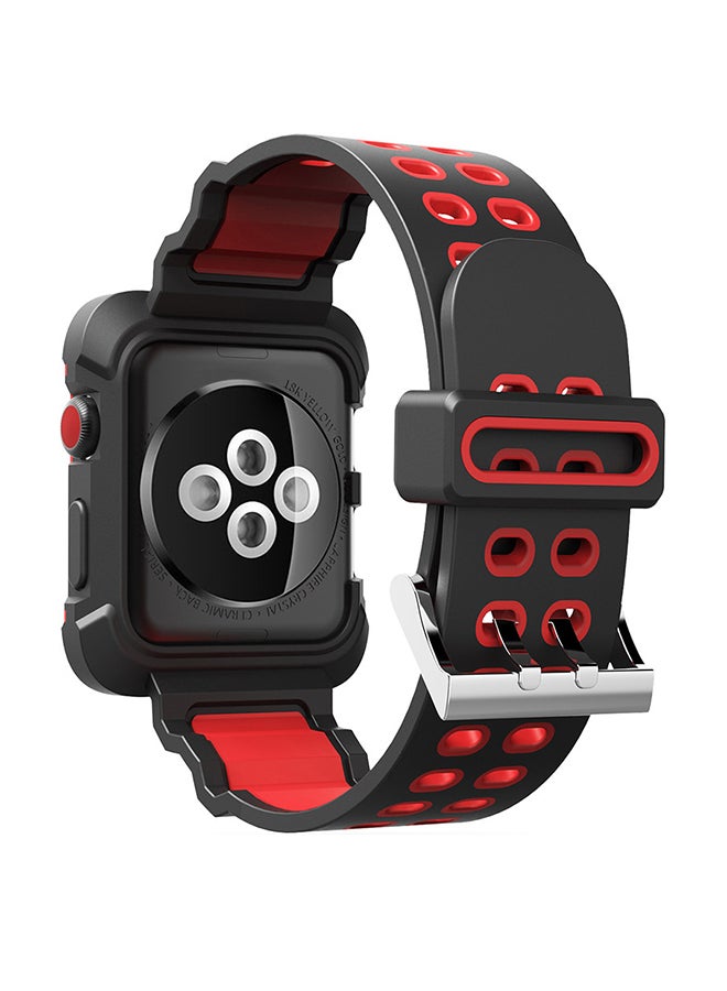 Voberry Protective Case Cover With Replacement Band For Apple Watch Series 3/2/1 38mm Red - Image 1