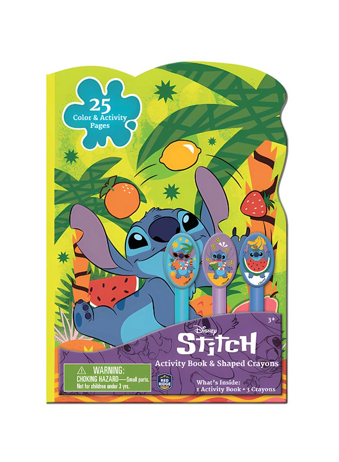 Disney Stitch Activity Book and Shaped Crayons | 25 Color and Activity Pages | Leaning & Educational Activity For Kids | Age 3+ - Image 1