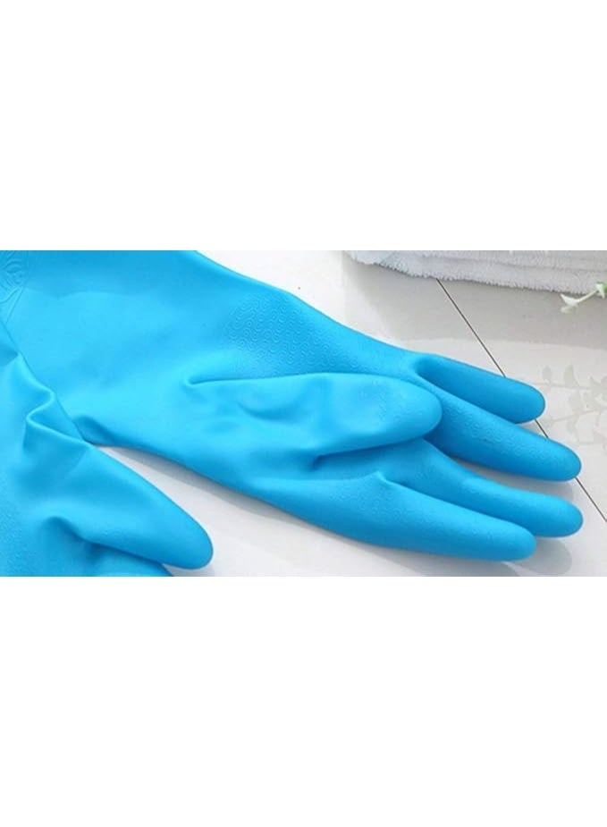 Premium Latex Rubber Cleaning Gloves for Housework – Long Waterproof Dishwashing Gloves with Bundle Cuff, Winter Velvet Lining, Heat-Resistant and Insulated Kitchen Gloves for Daily Cleaning – Blue Cartoon / Assorted Colors - Image 2