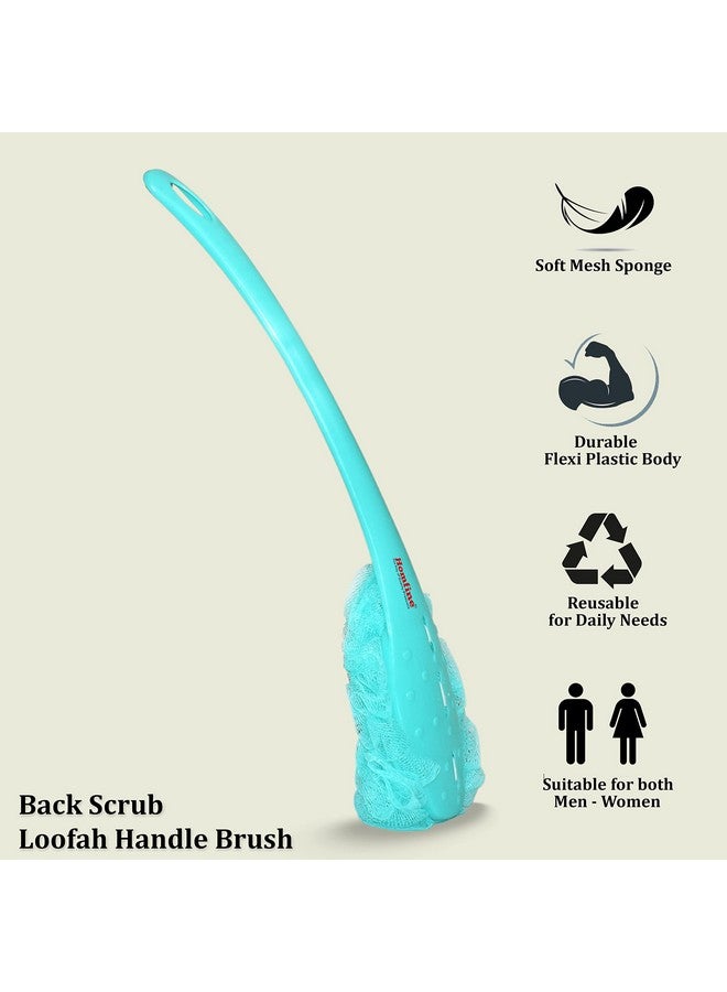 هومفين فرشاة إسفنجية للاستحمام من هومفاين بمقبض طويل للتدليك والتدليك والتنظيف (1U، أخضر مائي) - Image 2
