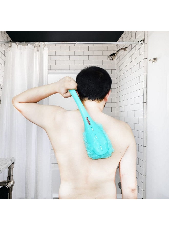  هومفين فرشاة إسفنجية للاستحمام من هومفاين بمقبض طويل للتدليك والتدليك والتنظيف (1U، أخضر مائي) - Image 5