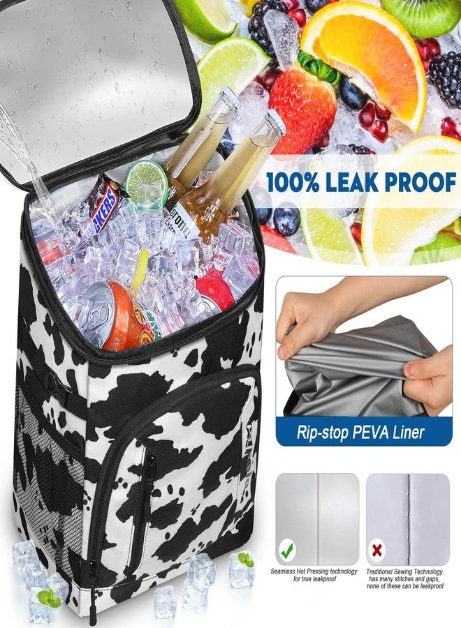 Capolo Cooler Backpack for Men Women Insulated Backpack Cooler Leak Proof Large Capacity Thermal Bag Beverage Soft Cooler Bag Lunch Backpack for Travel Picnic Hiking Cowprint 30 Cans - Image 3