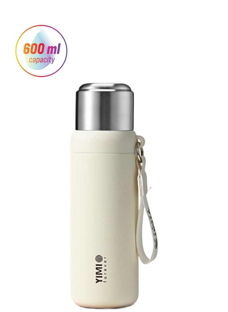 TYCOM Thermal isulated Water Bottle 600 ML Stainless Steel Double Wall Vacuum insulated Water Bottles for Hot Cold Water Gym Bottle Flask Bottle White.  - Image 1