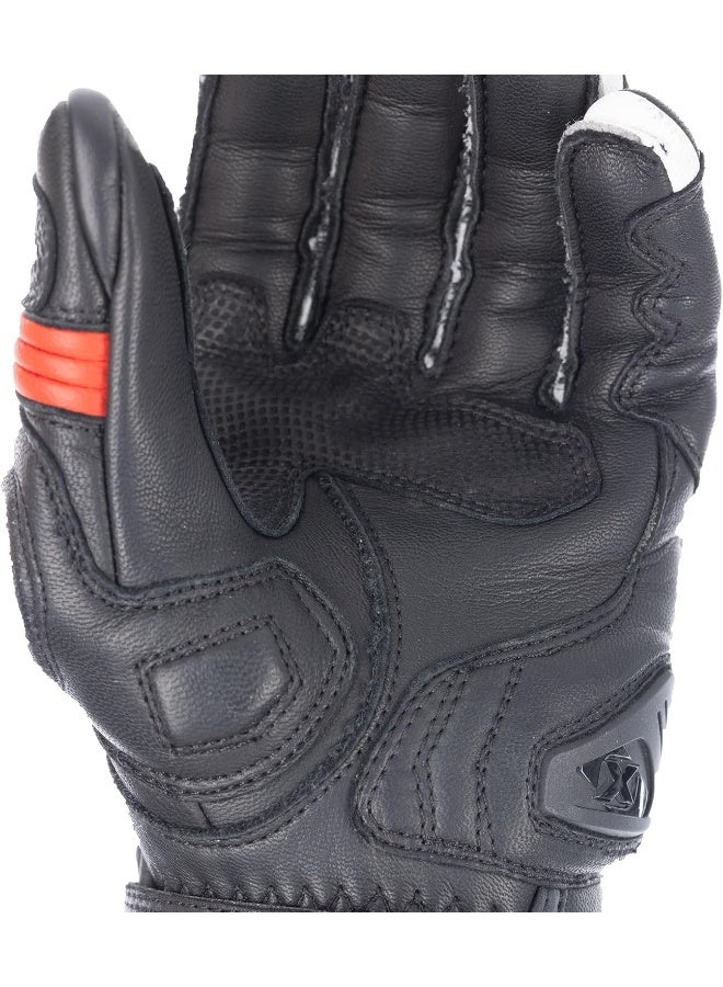 Oxford Oxford Men's Cypher 1.0 Short Leather Motorcycle Gloves, Black/Red/White, L  - Image 5