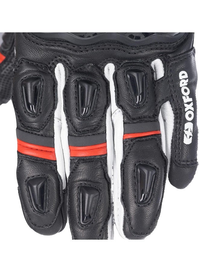 Oxford Oxford Men's Cypher 1.0 Short Leather Motorcycle Gloves, Black/Red/White, L  - Image 4