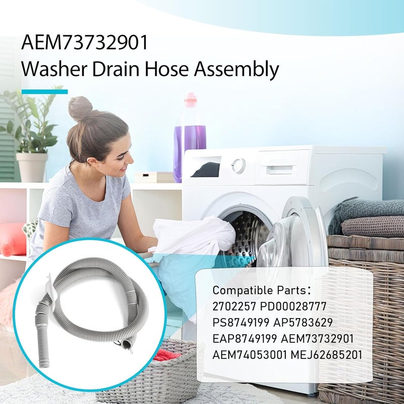 Vyakv NEW AEM73732901 Washer Drain Hose Assembly Compatible with LG Kenmore Washer Replacement AEM74053001 AEM74073303 MEJ62685201 2702257 PS8749199 AP5783629 - Image 5