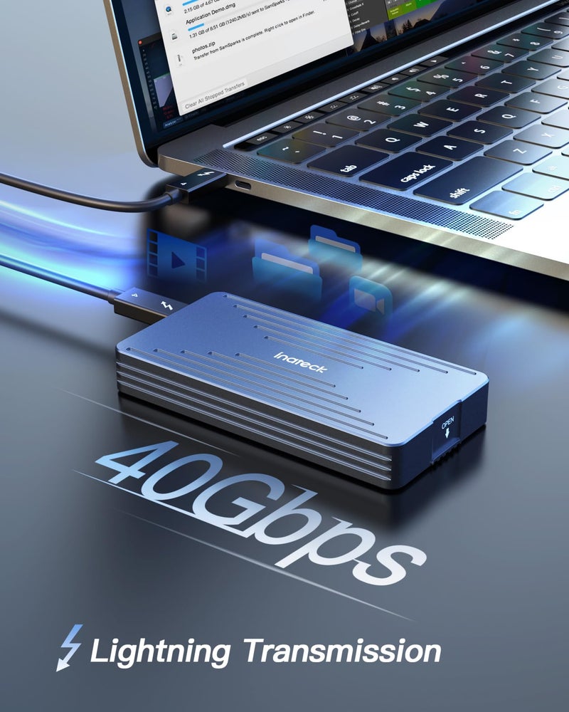 Inateck 40Gbps M.2 NVMe SSD Enclosure, Aluminum Hard Drive Enclosure, USB 4.0/Thunderbolt 4, No Tools Required Installation, Supports 2230/2242/2260/2280 SSDs, M-Key, FE2028 - Image 2
