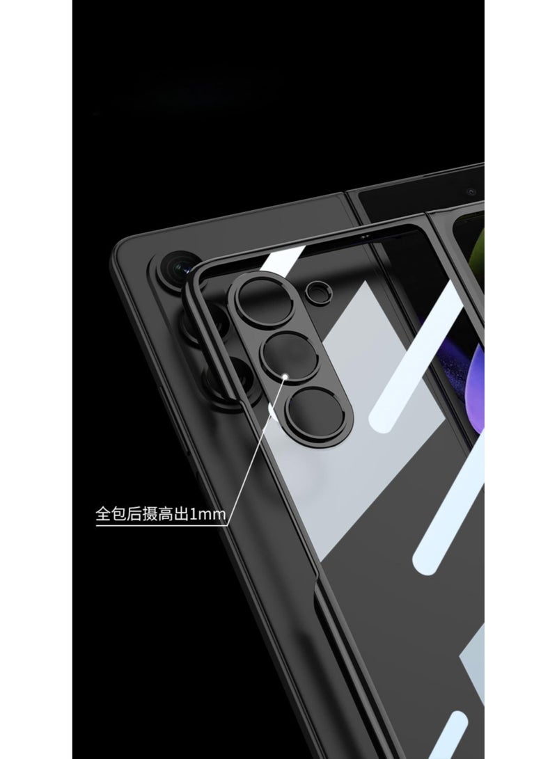 general for Samsung Galaxy Z Fold 7 plating Case Clear with Screen Protector, Slim Fit Light weight Crystal Hard PC Transparent Skin Cover - Image 2