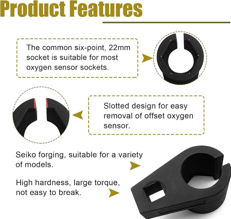 Aputue Offset Oxygen Sensor Socket, Durable 3/8 Inch 22mm, Specialized Oxygen Sensor Removal Tool for Vehicle Repair, Essential for Mechanics and Home Garage Use - Image 3