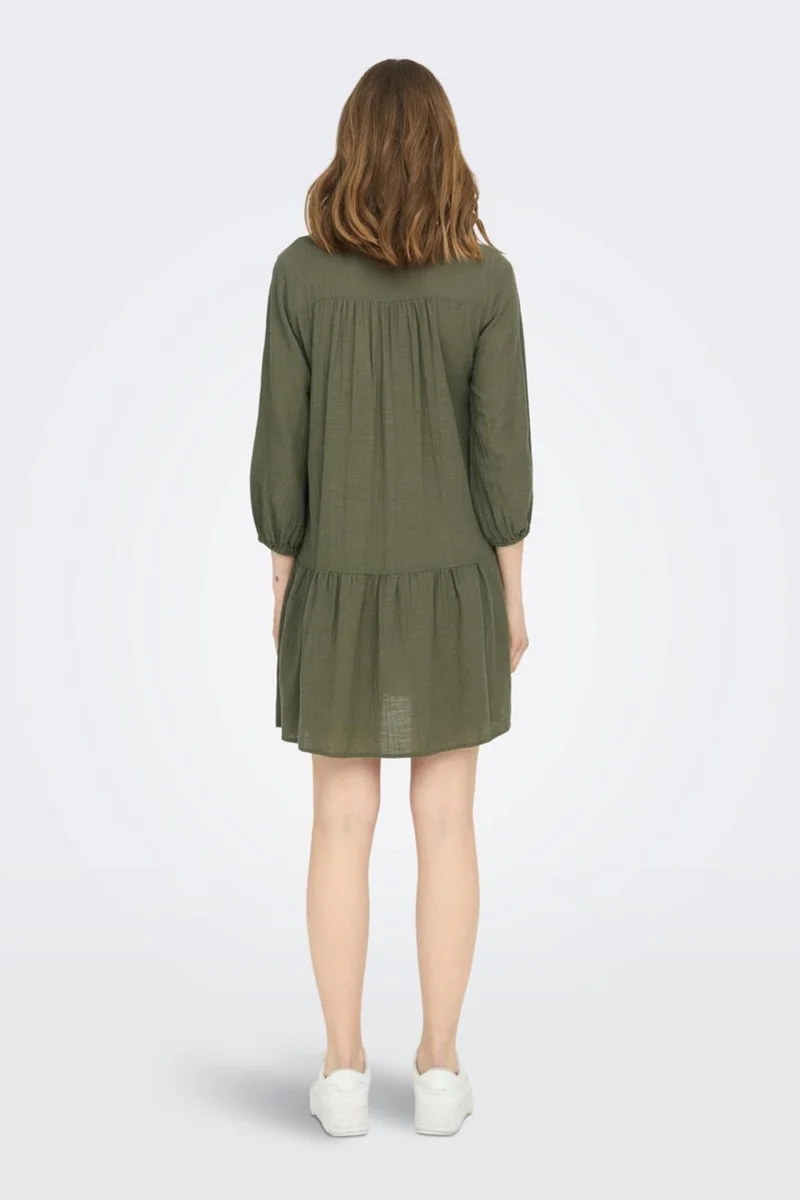 ONLY Women's Onlvinnie Regular Fit 100% Cotton Mini Dress 15219922 Khaki