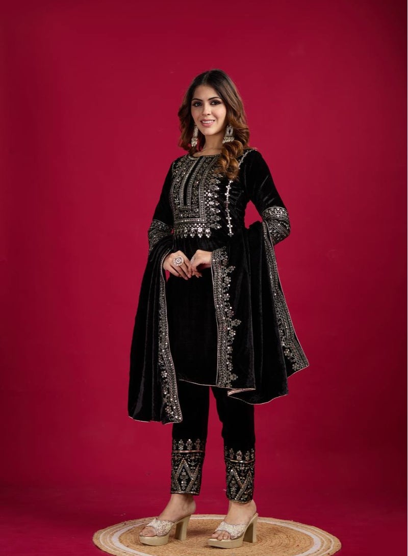 Designer party wear look Black Top-Dupatta and fully stitched bottom - Image 3