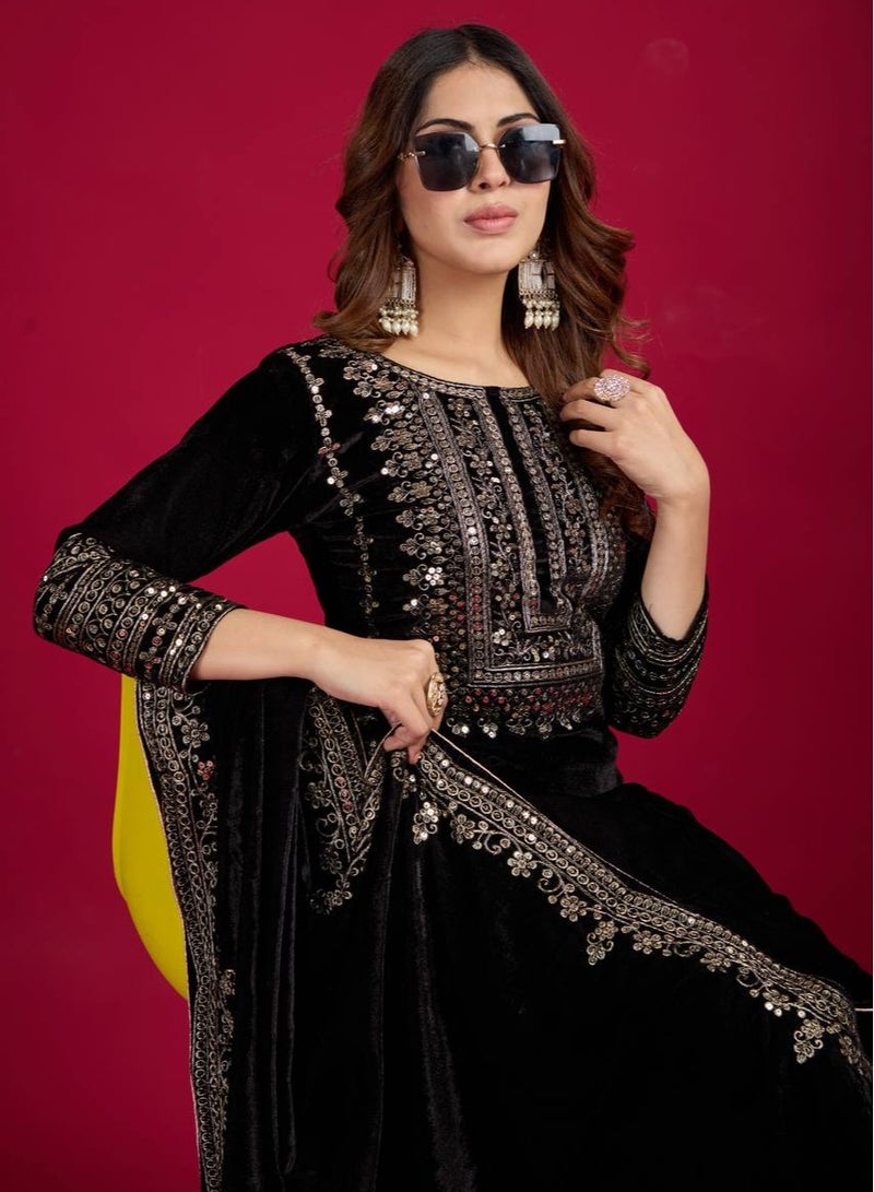 Designer party wear look Black Top-Dupatta and fully stitched bottom - Image 4