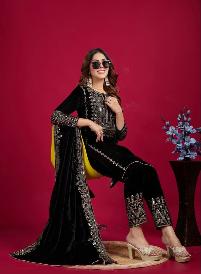 Designer party wear look Black Top-Dupatta and fully stitched bottom - Image 5