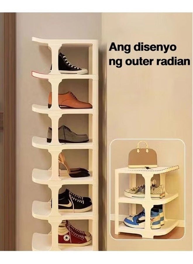 BLOOMING TIME 9-Layer Stacked Standing Shoe Rack, Simple Plastic Shoe Rack, Can Be Assembled At Will, Saving Space, White - Image 3