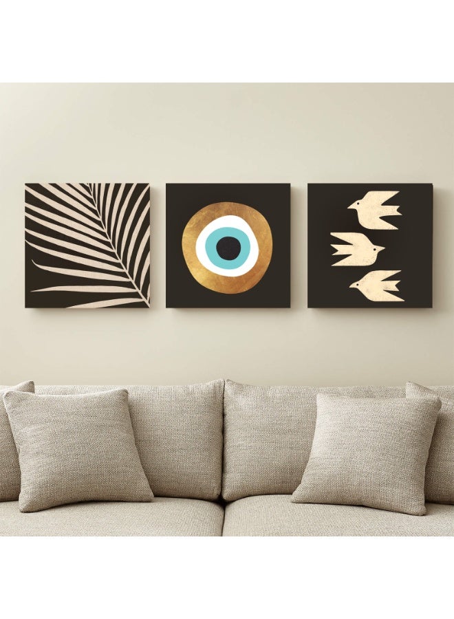 Modern abstract Wall Art – 3 Piece Set with Warm Earth Tones for Elegant Home Decor