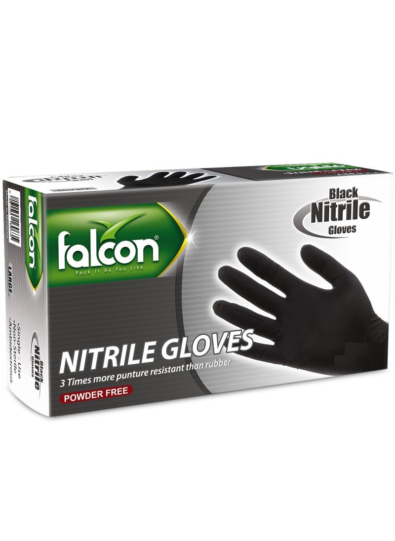 Falcon - Falcon Nitrile Gloves - Black Powder Free 100 pieces - Image 1
