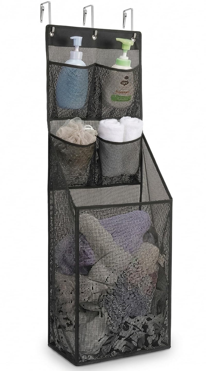 ALYER Multifunctional Over The Door Laundry Basket,Behind The Door Storage Organizer for Laundry,RV,Dorm,Bathroom,Bedroom,Pantry, Nursery,Kitchen,Black - Image 1