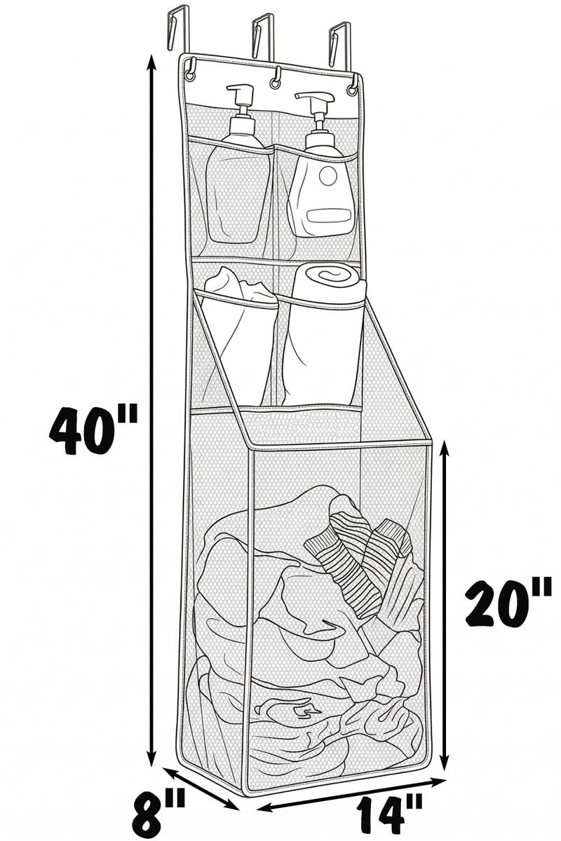 ALYER Multifunctional Over The Door Laundry Basket,Behind The Door Storage Organizer for Laundry,RV,Dorm,Bathroom,Bedroom,Pantry, Nursery,Kitchen,Black - Image 2