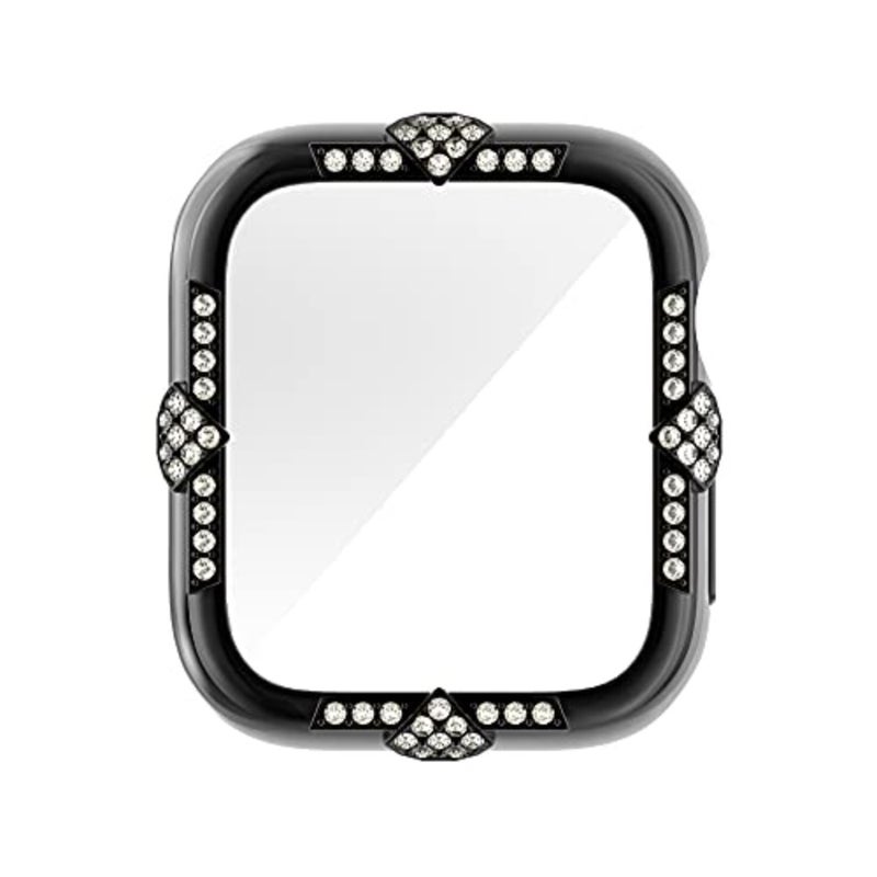 Hard Case Compatible with Apple Watch Case Series 8 Series 7 Rhinestones with Built-in Glass Screen Protector Diamond iWatch Face Cover Smart Watch Case for Women Girl - Image 3