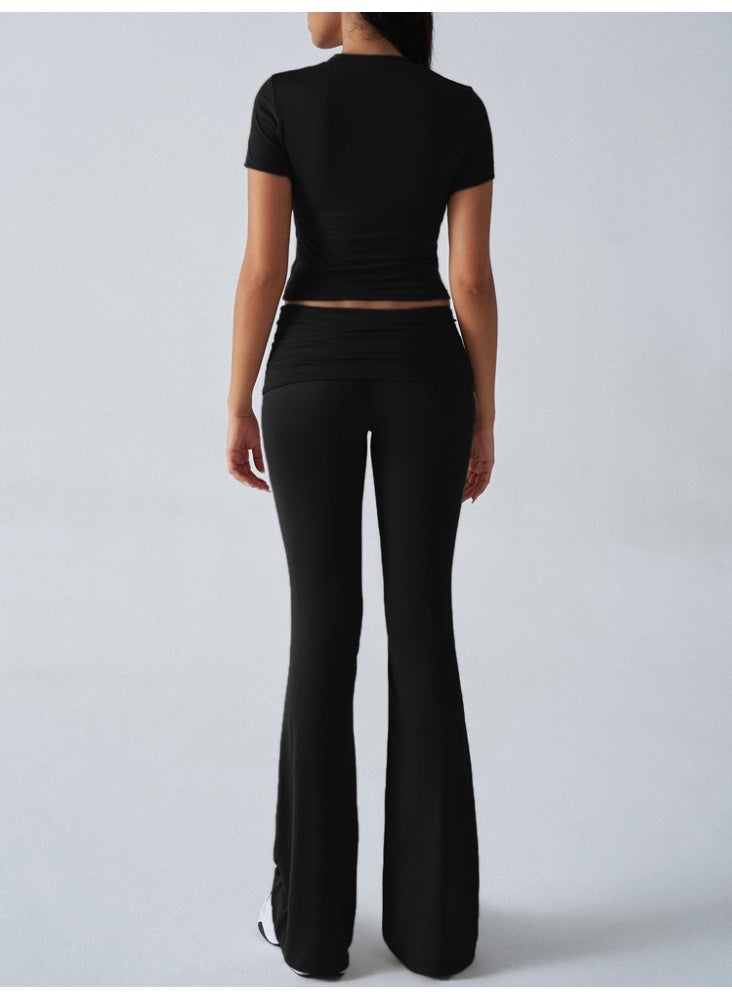 general 2025 - 2026 Leisure Solid Color Slim-Fitting Short-Sleeved Pants Set - Image 2