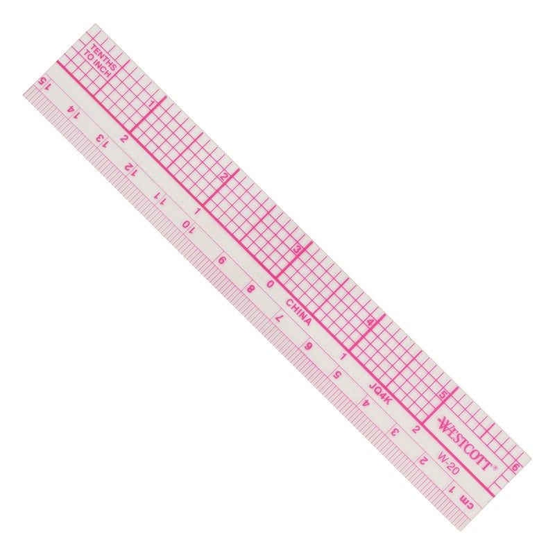 Westcott Transparent 10ths Graph Ruler, Dual Scales, Zero-Centering, Back-to-School, School Supplies, Classroom Supplies, 6-Inch - Image 5
