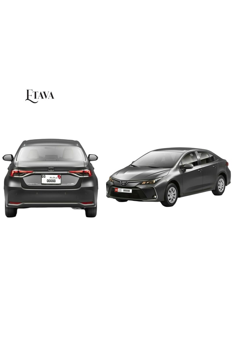 إيتافا إطار لوحة أرقام السيارة الطويل والقصير لإمارة أبوظبي | طقم حامل لوحات رقم قطعتين (53×13 سم + 32.09×17.05 سم) | تصميم ABS أسود مع تثبيت بالبراغي | غطاء لوحات أنيق - Image 4