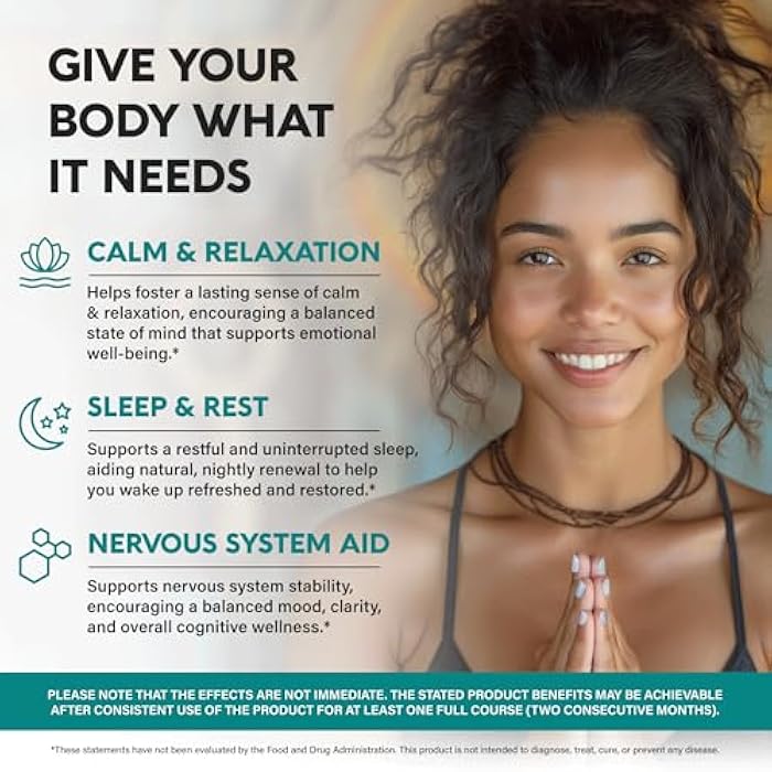 NUTRAHARMONY GABA L-Theanine 900 mg - Made in USA - Magnesium | Vitamin B6 - Calm, Sleep, Relaxation & Mood Support - 750 mg Gamma AminoButyric Acid, 150 mg L-Theanine - Non-Habit Forming, Vegan - 120 Capsules - Image 3