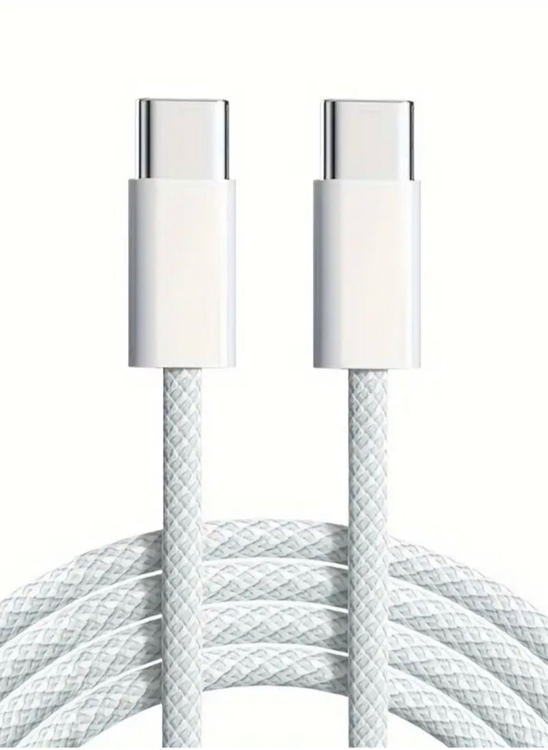 Generic - Fabric iPhone cable Type C to Type C (USB C to USB C) for the iPhone 16/16 Plus/16 Pro/16 Pro Max/15 Pro Max series, Galaxy devices, Huawei, Xiaomi, Honor, Oppo, some tablets and laptops - Image 1