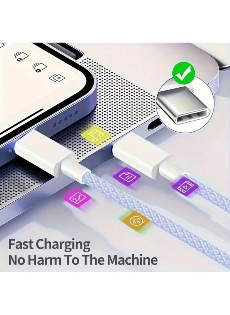 Generic - Fabric iPhone cable Type C to Type C (USB C to USB C) for the iPhone 16/16 Plus/16 Pro/16 Pro Max/15 Pro Max series, Galaxy devices, Huawei, Xiaomi, Honor, Oppo, some tablets and laptops - Image 1