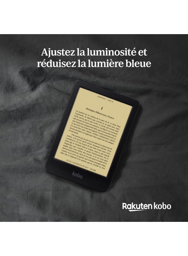 كوبو قارئ الكتب الإلكترونية Kobo Clara BW | شاشة لمس مقاس 6 بوصات خالية من الوهج مع ComfortLight PRO | وضع داكن | يدعم الكتب الصوتية | مقاوم للماء | سعة تخزين 16 جيجابايت | أسود - Image 5