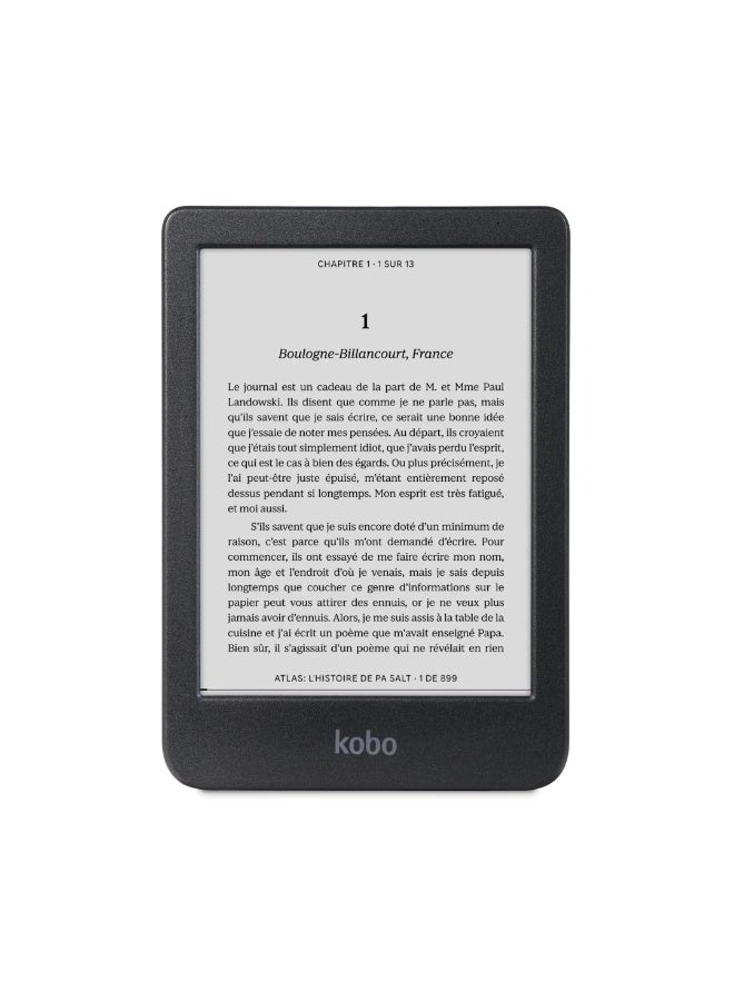 كوبو قارئ الكتب الإلكترونية Kobo Clara BW | شاشة لمس مقاس 6 بوصات خالية من الوهج مع ComfortLight PRO | وضع داكن | يدعم الكتب الصوتية | مقاوم للماء | سعة تخزين 16 جيجابايت | أسود - Image 1