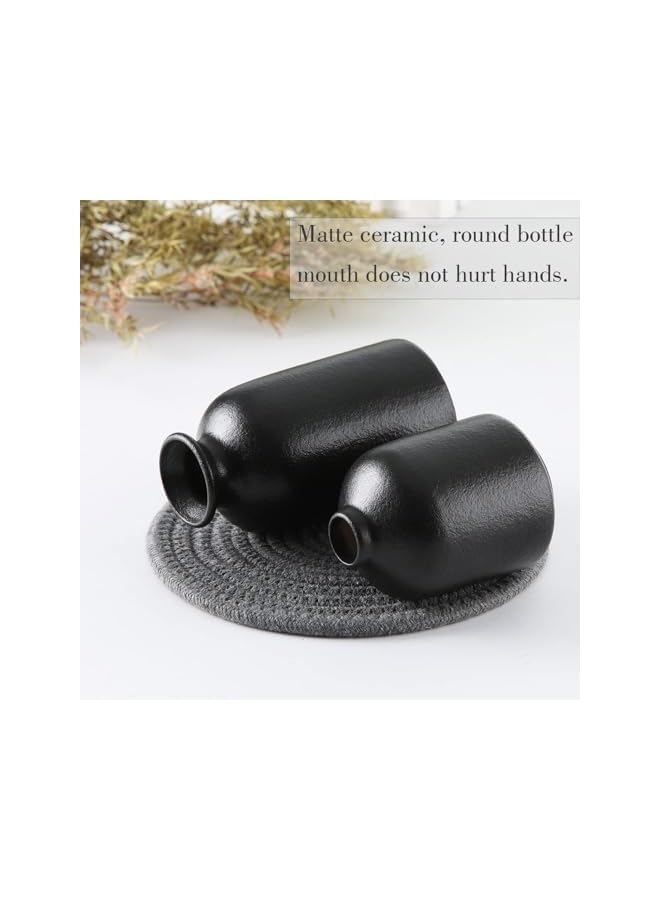 The Bros Black Ceramic vase Set-3 Small Flower vases for Decor,Modern Boho Farmhouse Home Decor,Decorative vase for Pampas Grass&Dried Flowers,idea Shelf,Table,Bookshelf,Entryway- Distressed - Image 3