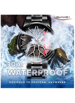 SKMEI SKMEI Men's Sports Watch 3D Hollow Wheel Design Stainless Steel Watch Waterproof Car Wheel Rolling Spinning Dial Watch 1990D  - Image 4