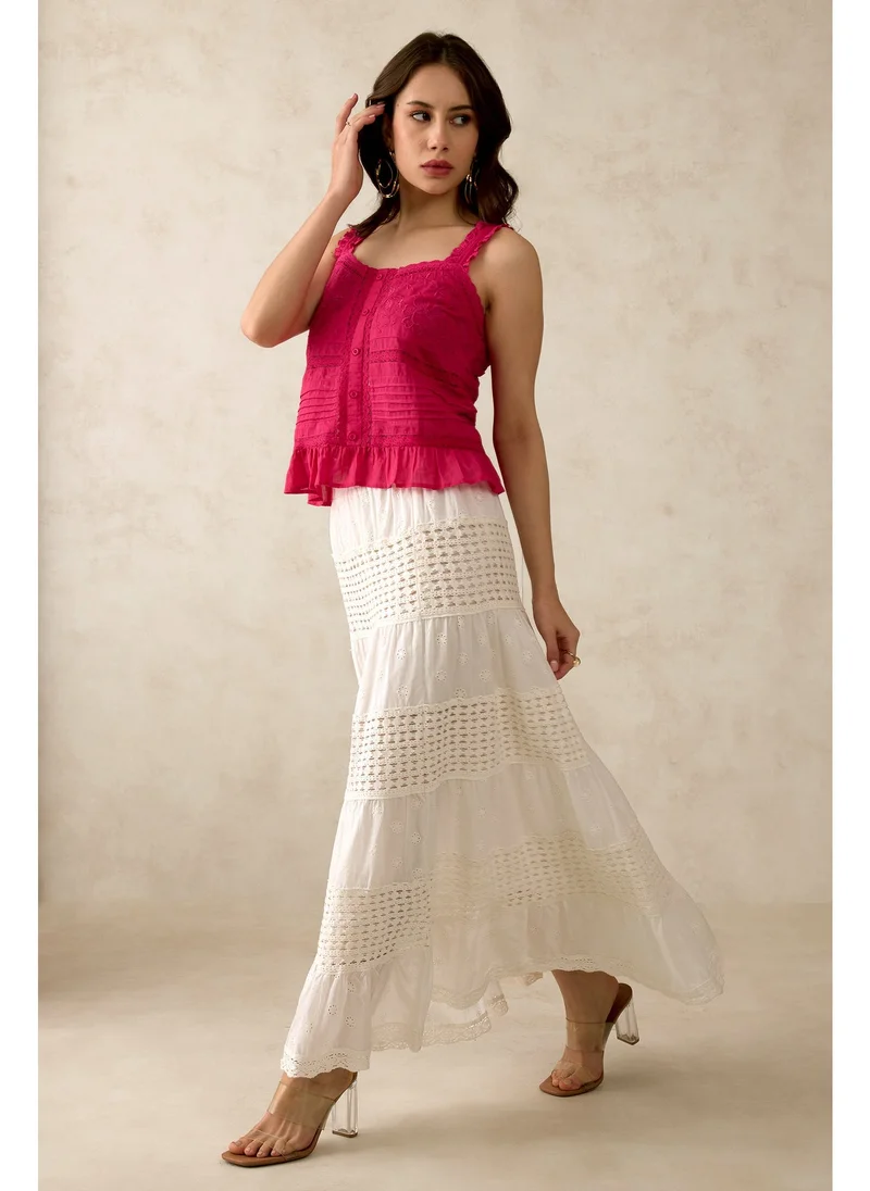 Virgio Virgio Women Cotton Maxi Length Solid Skirt