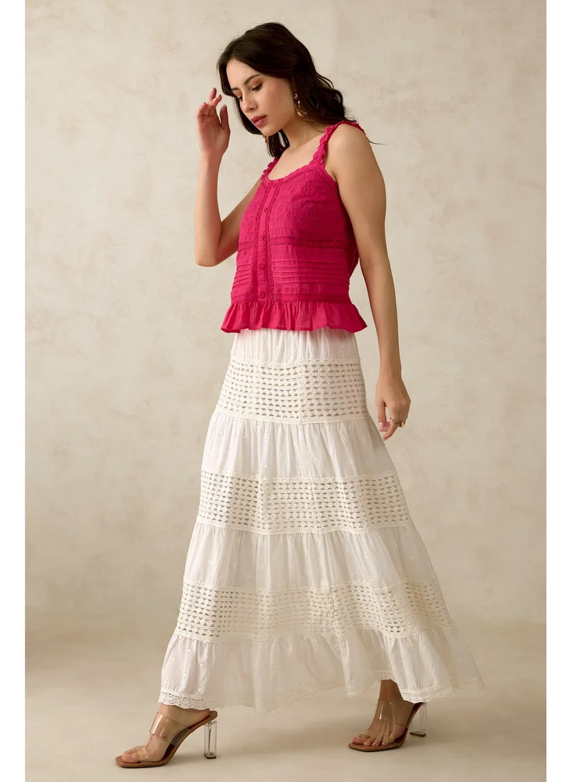Virgio Virgio Women Cotton Maxi Length Solid Skirt