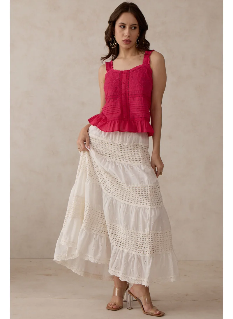 Virgio Virgio Women Cotton Maxi Length Solid Skirt
