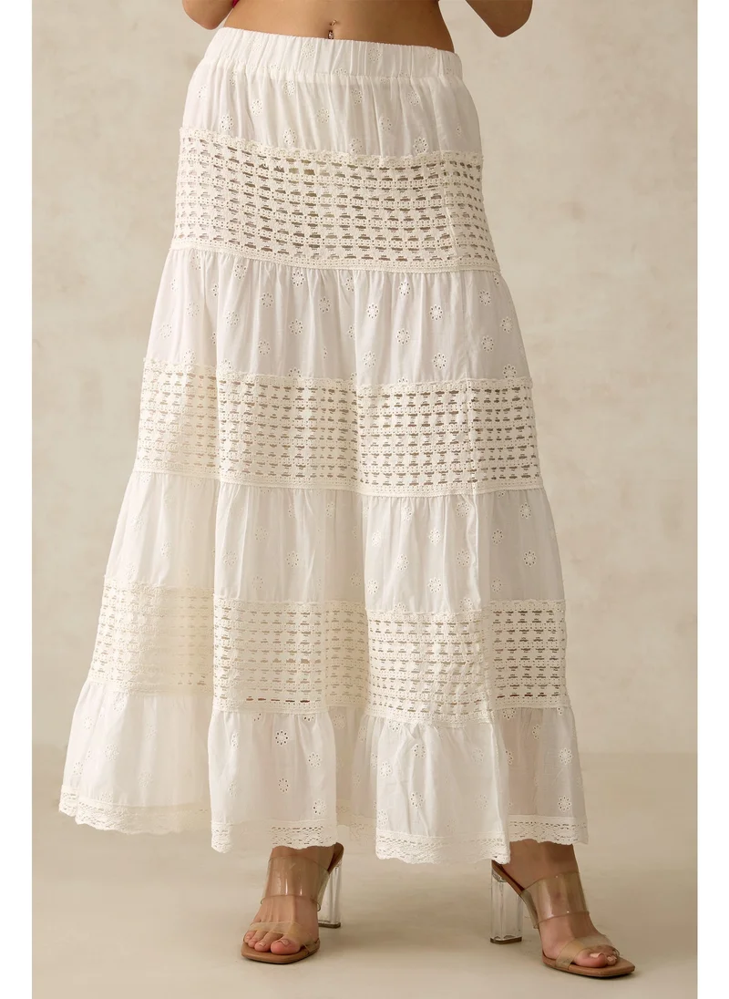 Virgio Virgio Women Cotton Maxi Length Solid Skirt