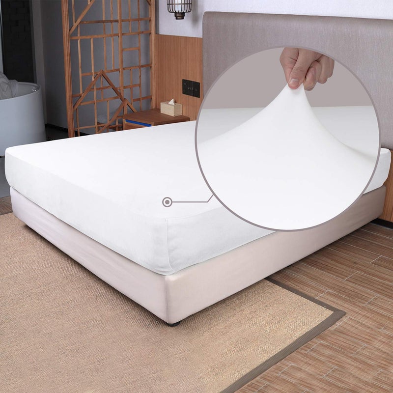 N&Y HOME Stretch Twin Fitted Sheet Only  4Way Stretchy Jersey Knit RV Camper Bunk Bed Sheets Snug Fit as Futon Mattress or Fitted Daybed Cover Non Slipping Soft  Comfortable  White Twin