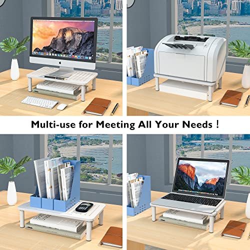 BONTEC 2 Pack 3 Height Adjustable Monitor Stand Riser with Pen Holder, Ergonomic Metal Laptop Stand with Cable Management, Desktop Stand for Computer, Printer, Monitor, Laptop, Black Steel, 14.5 in - Image 2