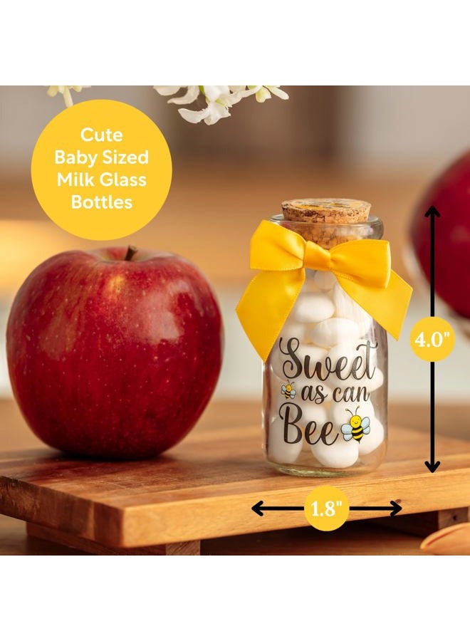Ethisa 24 Pack Sweet As Can Bee Party Favor Glass Bottles with Ribbons and Stickers - Vintage Baby Shower and Birthday Souvenir for Guests and Table Centerpiece Decoration - Honey Bee Themed Candy Jar - Image 2