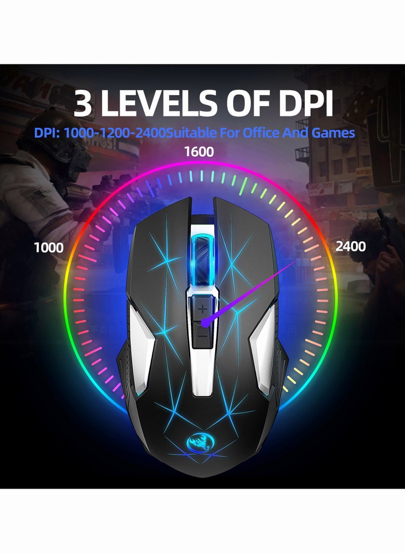 2.4G Wireless Mouse Rechargeable Wireless Gaming Mouse with 3 Adjustable DPI Suitable for Desktop Computers Laptops - Image 3
