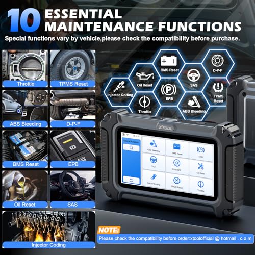 XTOOL D5 Car Code Reader and Reset Tool, Engine ABS SRS Transmission Car Diagnostic Tool with EPB Service, ABS Bleed, Throttle Relearn, Clear Check Engine Light Code Reader with 10 Resets, Free Update - Image 3